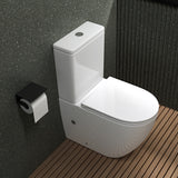 glasvilla Stand WC mit Spülkasten spülrandloses-WC bodenstehende-Toilette aus Keramik, weiß/matt schwarz  36x63x82cm, mit Absenkautomatik, inkl. Spülkasten, Stand179T
