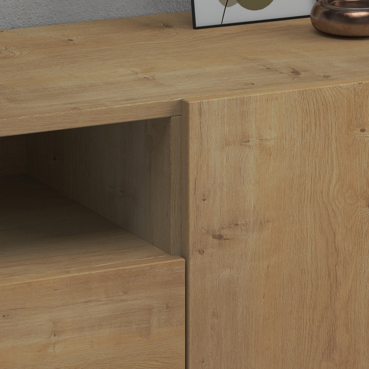 Meuble TV Glasvilla Meuble TV 3 portes avec fermeture amortie Meuble bas mural Table TV pour salon Fernsehschrank03