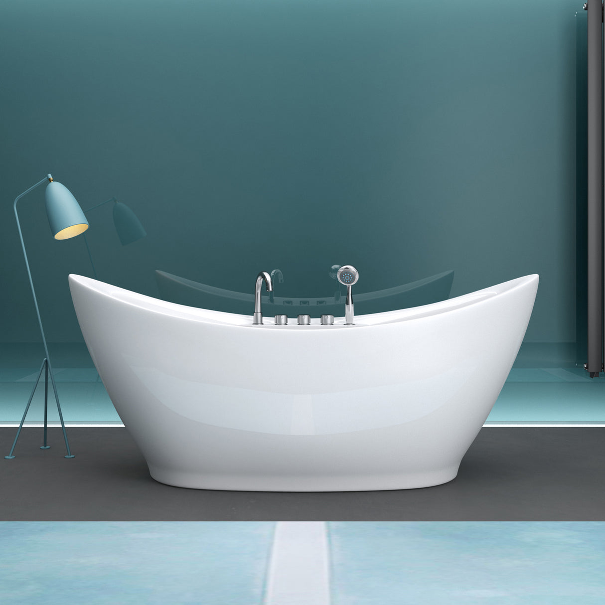 Baignoire îlot rectangulaire en acrylique sanitaire Glasvilla avec accessoires, baignoire sur pied Vicenza601