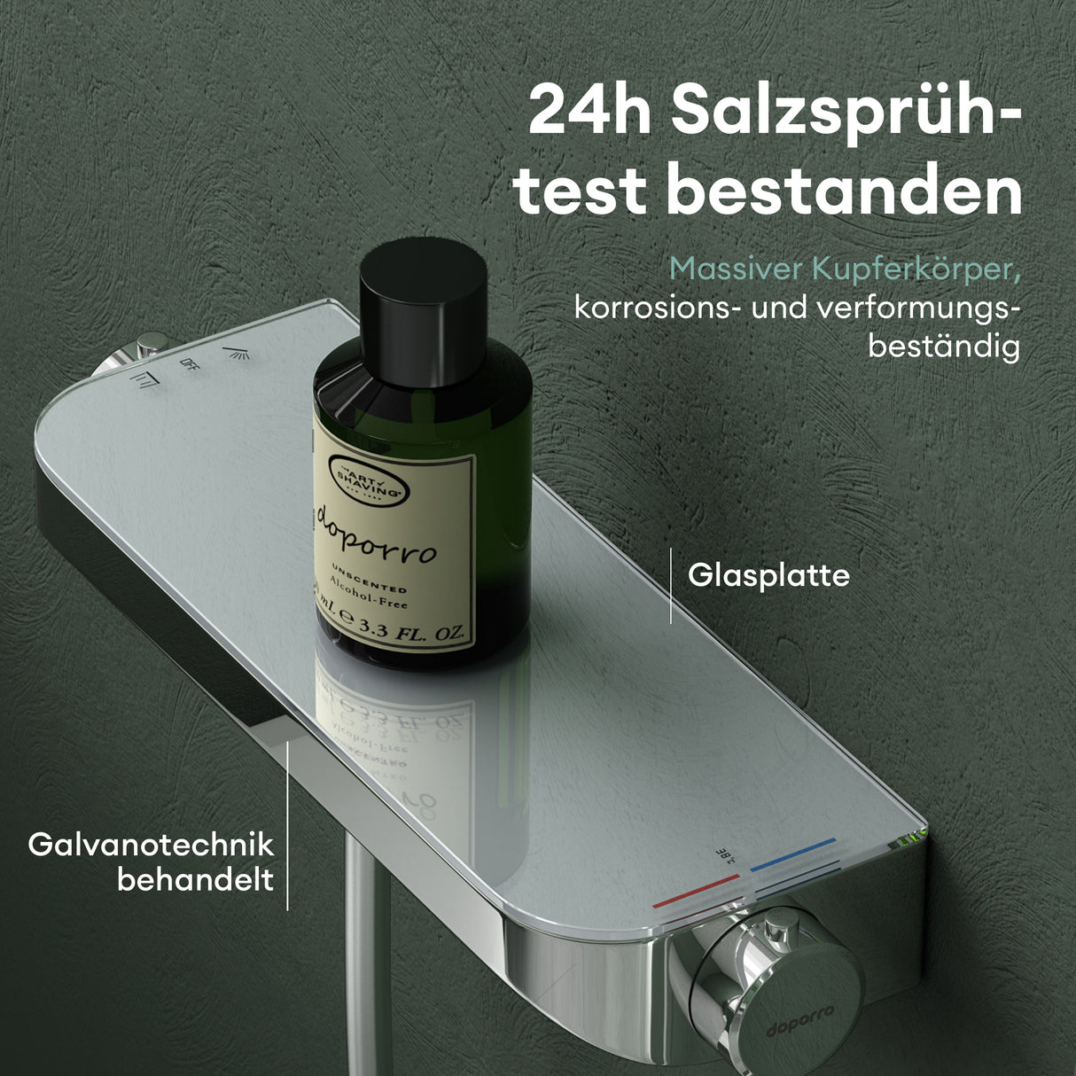 glasvilla Soffione Doccia con 4 Modalità, Doccino per Doccia in Ottone con Tubo Flessibile da 1.5m, Telefono Doccia Universale Facile da Installare Duschsystem8