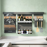 glasvilla Porta Spezie con Supporto per Cellulare o Porta Rotolo, Porta Coperchi a 3 Livelli e Porta Mestoli con 5 Ganci da Cucina, da Appendere con Guide, Reglo-09-12