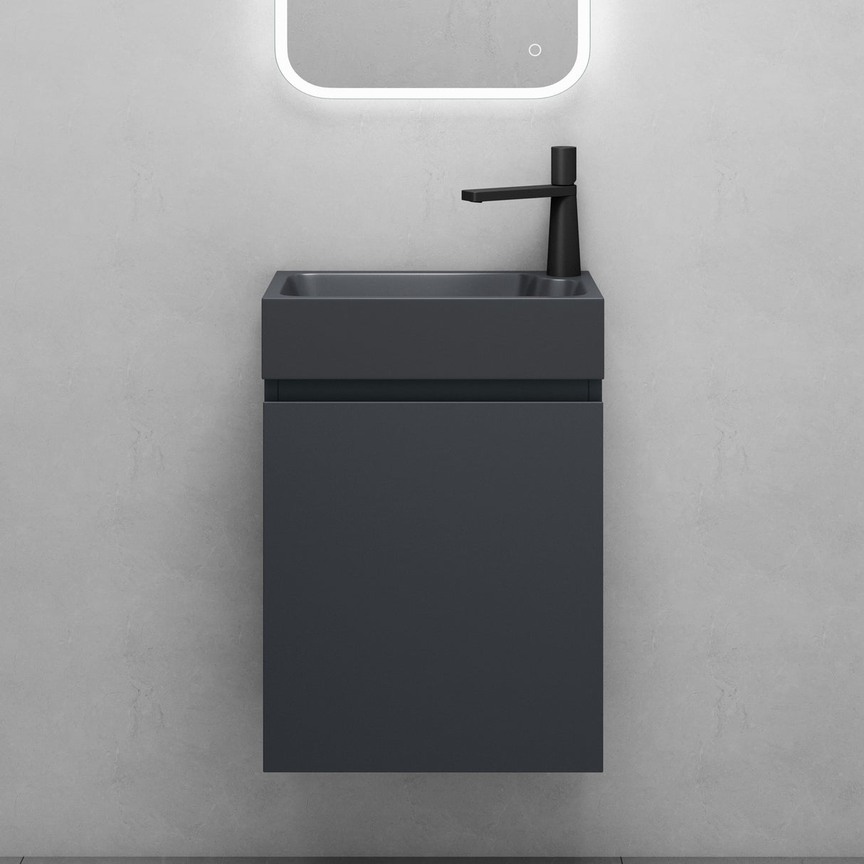 Ensemble de meubles de salle de bain Glasvilla Meubles de salle de bain composés d'un lavabo en anthracite mat et d'un meuble bas pour lavabo LTH: 46x26x63cm Pisa02