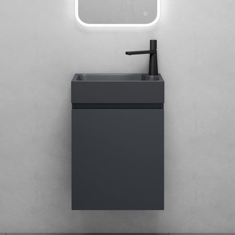 Ensemble de meubles de salle de bain Glasvilla Meubles de salle de bain composés d'un lavabo en anthracite mat et d'un meuble bas pour lavabo LTH: 46x26x63cm Pisa02