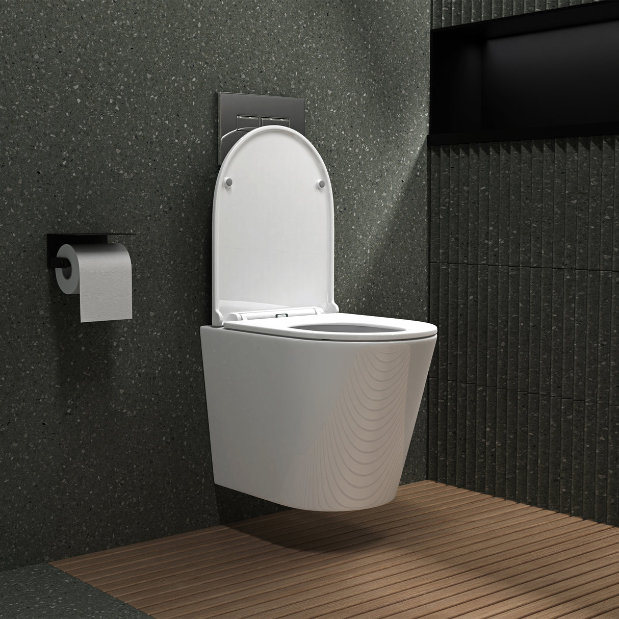 glasvilla Spülrandlos Wand WC Hänge WC Spülrandloses Toilette Softclose WC-Sitz Aachen108
