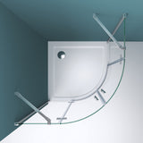 glasvilla Viertelkreis Duschkabine Milchglas Runddusche Duschabtrennung 2 Pendeltüren 6mm ESG-Sicherheitsglas Nano-Beschichtung R02K+VS
