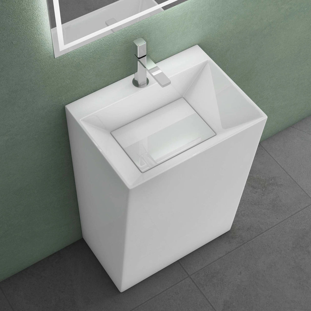 glasvilla Design Standwaschbecken freistehend Col40 weiß, aus Mineralguss, Waschtisch, BTH: 55x42x85cm