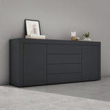 Buffet de rangement Glasvilla LTH : 167x36x70 cm avec 2 armoires et 4 tiroirs commode armoire polyvalente meuble cabinet03
