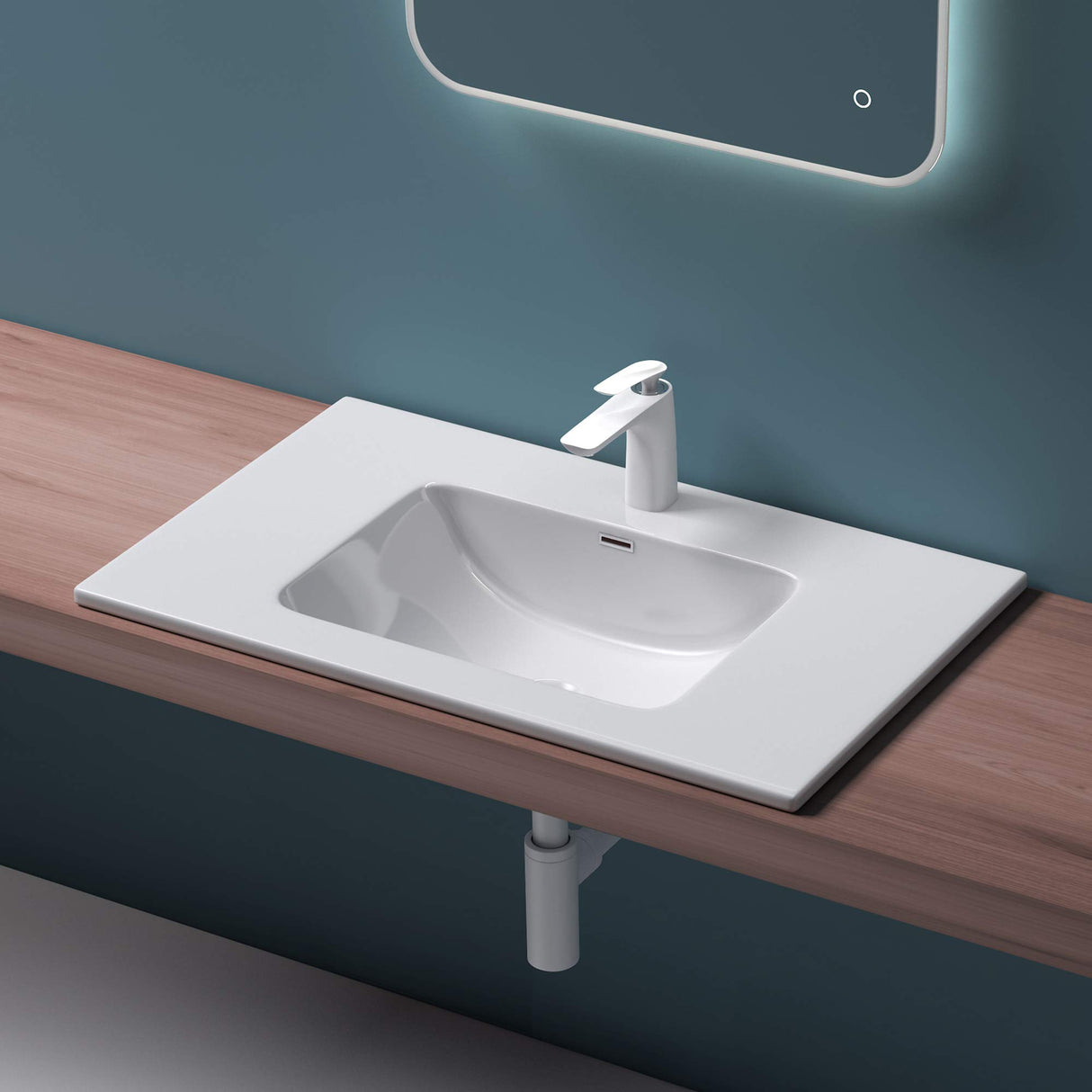 glasvilla Waschbecken Einbauwaschbecken Waschtisch Einbauwaschtisch aus Mineralguss Col02