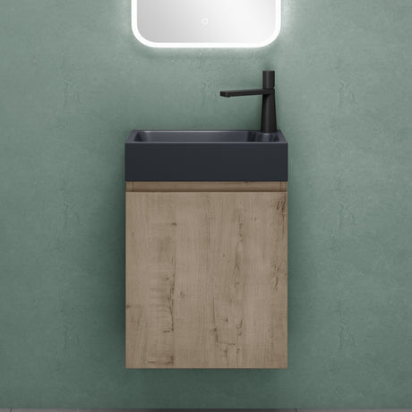 Ensemble de meubles de salle de bain Glasvilla Meubles de salle de bain composés d'un lavabo en anthracite mat et d'un meuble bas pour lavabo LTH: 46x26x63cm Pisa02