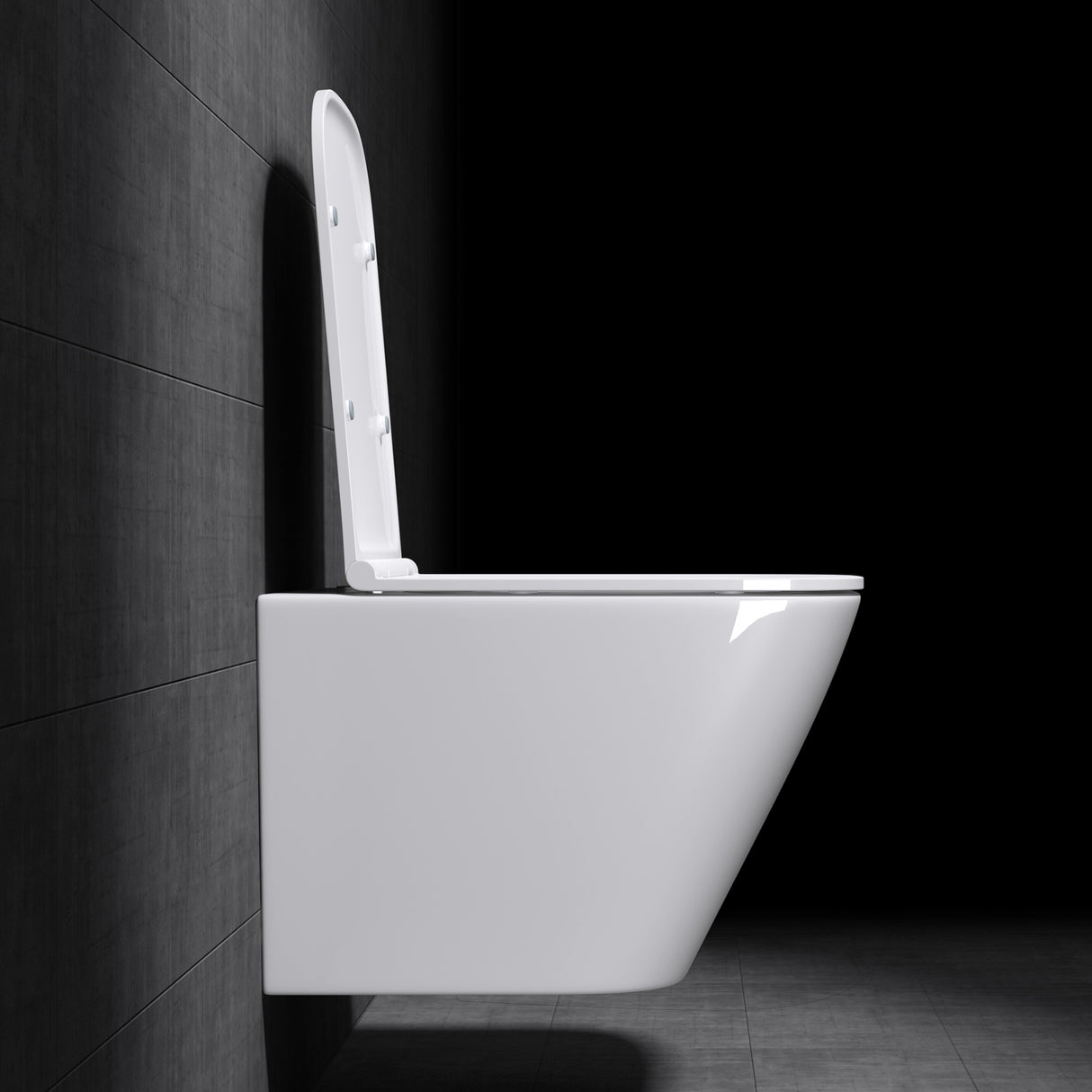 glasvilla Spülrandlos Wand WC schwarz Hänge WC + WC Sitz (mit Softclose) A112 NEU!!!