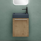 Ensemble de meubles de salle de bain Glasvilla, meuble de salle de bain avec meuble sous-vasque, lavabo anthracite mat et miroir de salle de bain LED, L x P x H 46 x 26 x 63 cm, Pise