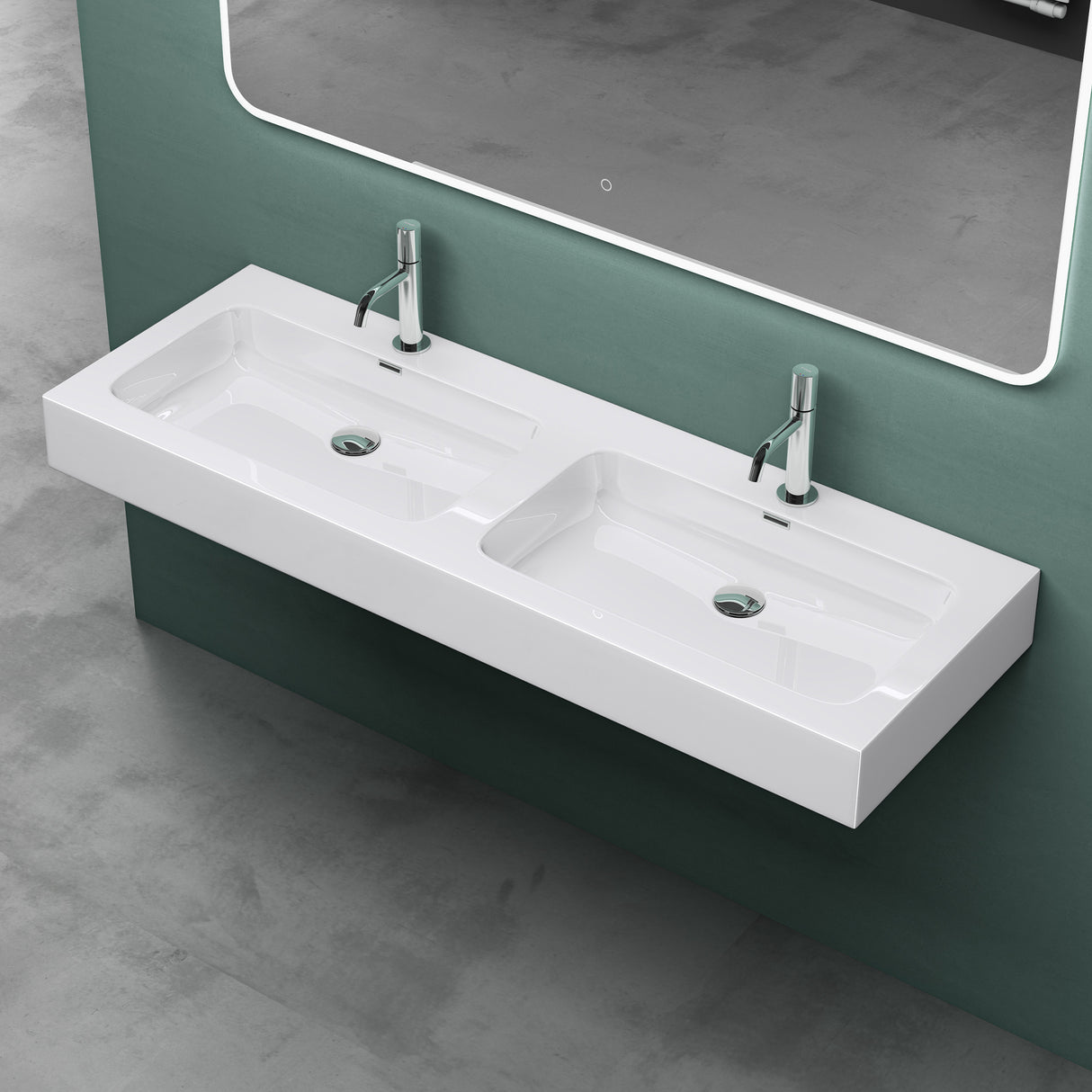 glasvilla Doppelwaschbecken Aufsatzwaschbecken Hängewaschbecken Waschbecken mineralguss Waschplatz Waschtisch Col830