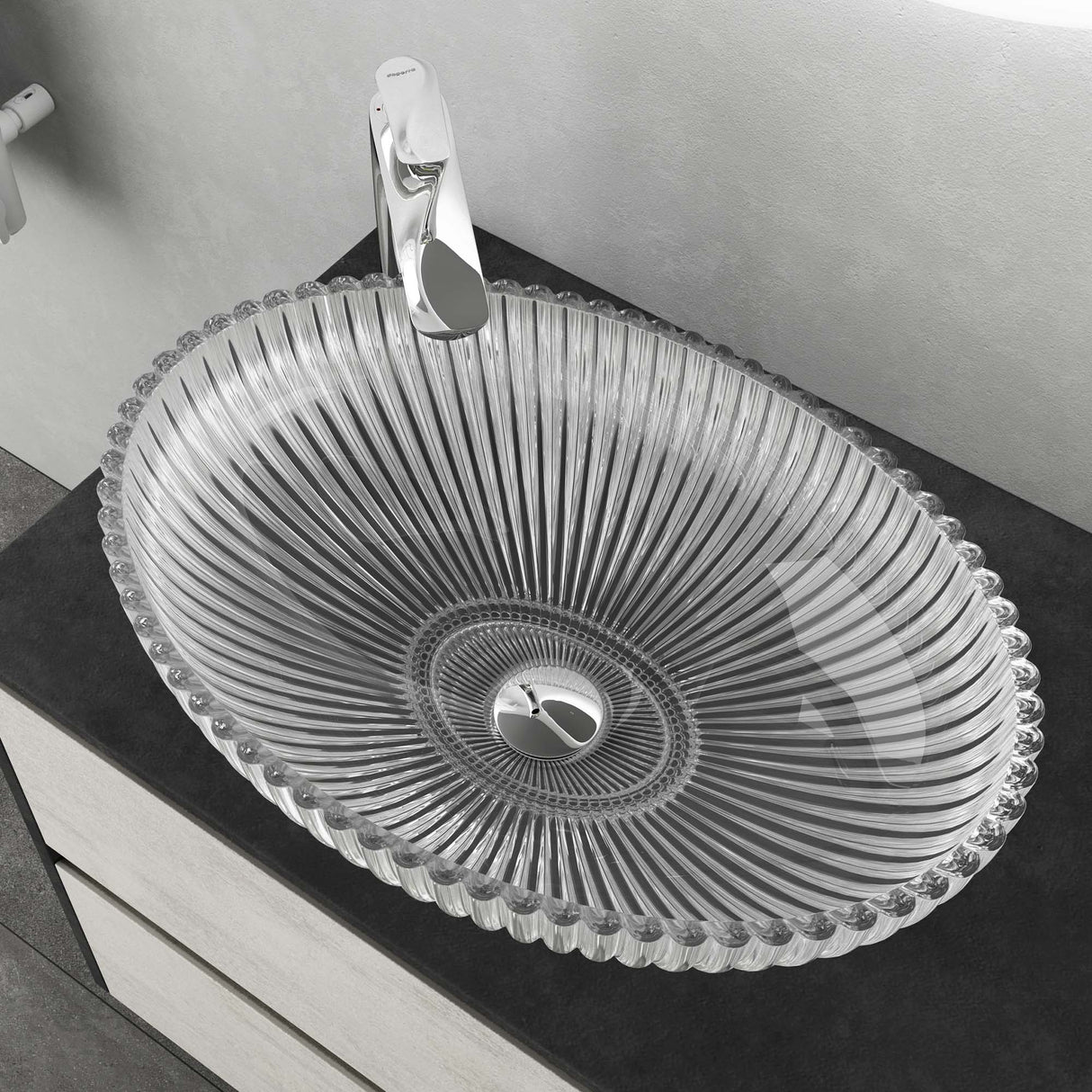 glasvilla Waschbecken Glas Aufsatzwaschbecken Glaswaschbecken Handwaschbecken Waschschale Oval