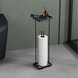 soporte de papel higiénico glasvilla de pie con estante soporte de rollos de inodoro soporte de papel higiénico independiente soporte de rollos de WC 16x12x52cm Reglo-04