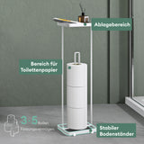 soporte de papel higiénico glasvilla de pie con estante soporte de rollos de inodoro soporte de papel higiénico independiente soporte de rollos de WC 16x12x52cm Reglo-04