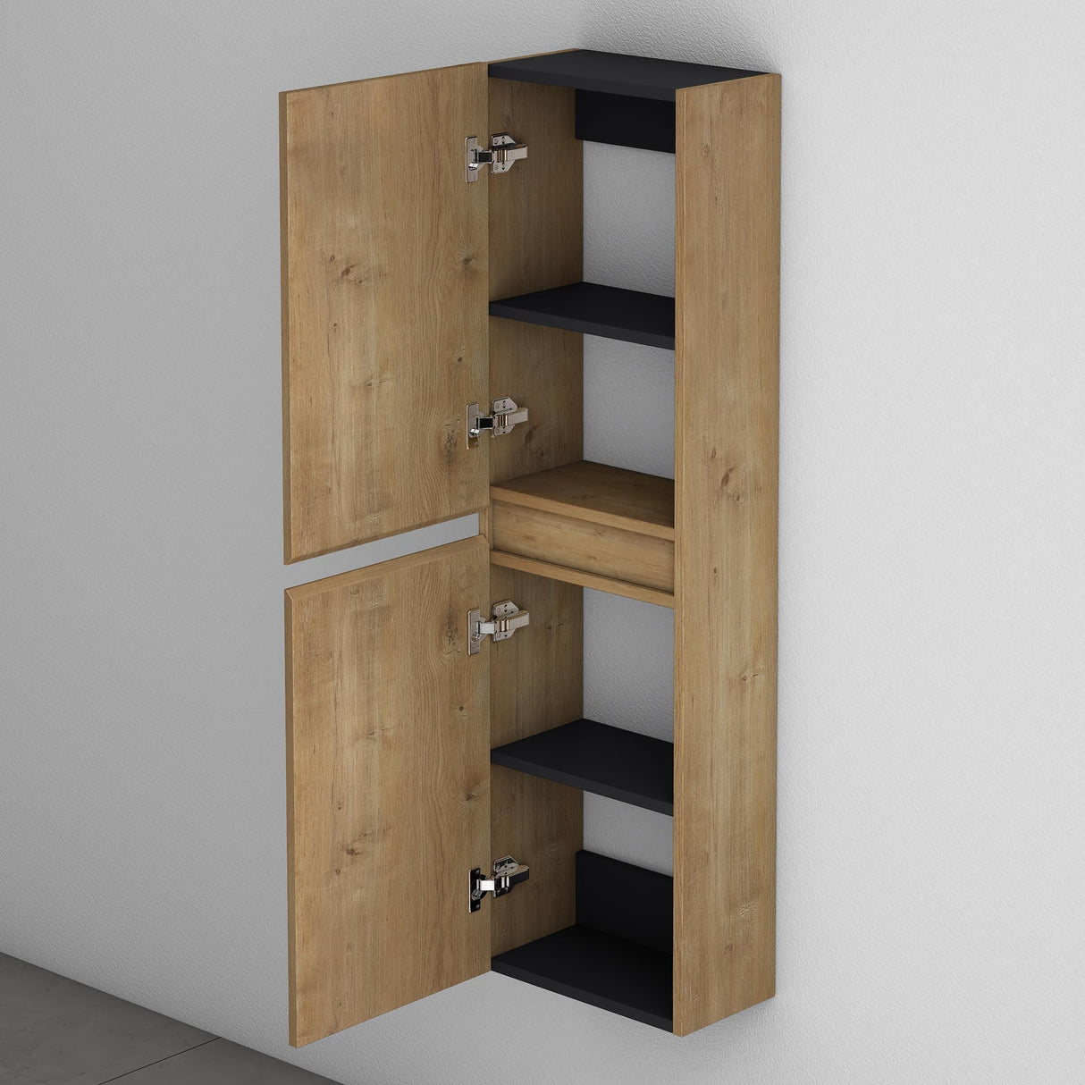 Armoire latérale de salle de bain Glasvilla avec 2 portes et 4 compartiments Étagère de salle de bain Armoire polyvalente Armoire de salle de bain LTH: 35x20x120 cm Verona