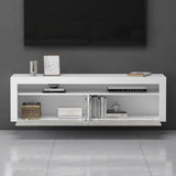 Meuble TV glasvilla Meuble TV bas meuble mural 2 portes avec fermeture amortie Table TV pour salon LTH: 160x40x46 cm Fernsehschrank01