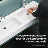 glasvilla Doppelwaschbecken Aufsatzwaschbecken Hängewaschbecken Waschbecken mineralguss Waschplatz Waschtisch Col830