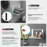 glasvolla Handtuchhalter Badetuchhalter Magnetische Regale für Waschmaschine Klappregal Wandregal ohne Bohren 41x25cm Multifunktionaler Regal für Kühlschrankseit, Bad, Küche Folda-01