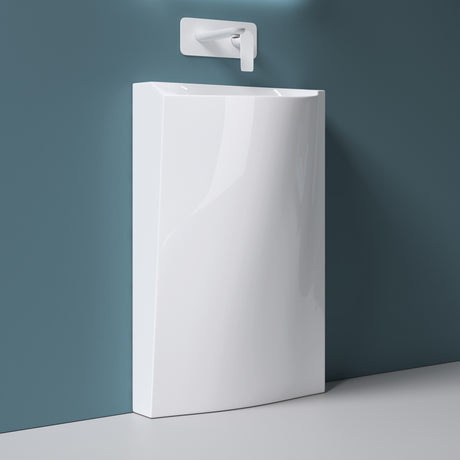 glasvilla Design Standwaschbecken freistehend Col37 weiß, aus Mineralguss, Waschtisch, BTH: 55x34x85cm