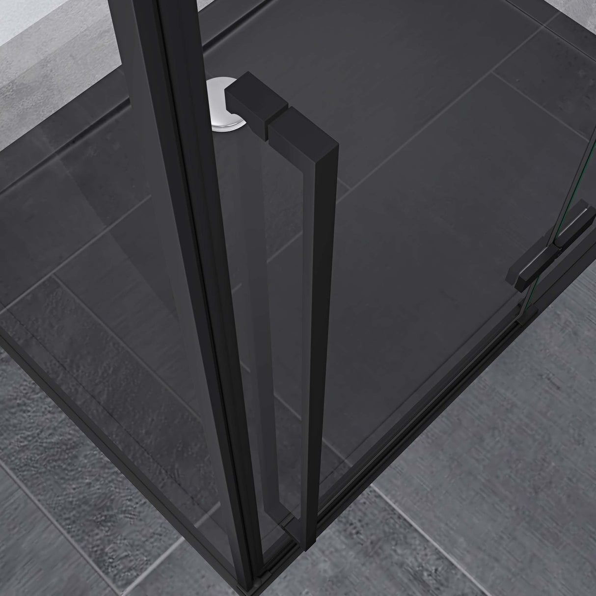 Paroi de douche Glasvilla noire, cloison de douche en verre trempé de 6 mm avec revêtement NANO en verre transparent et crochet porte-serviettes Rav64K