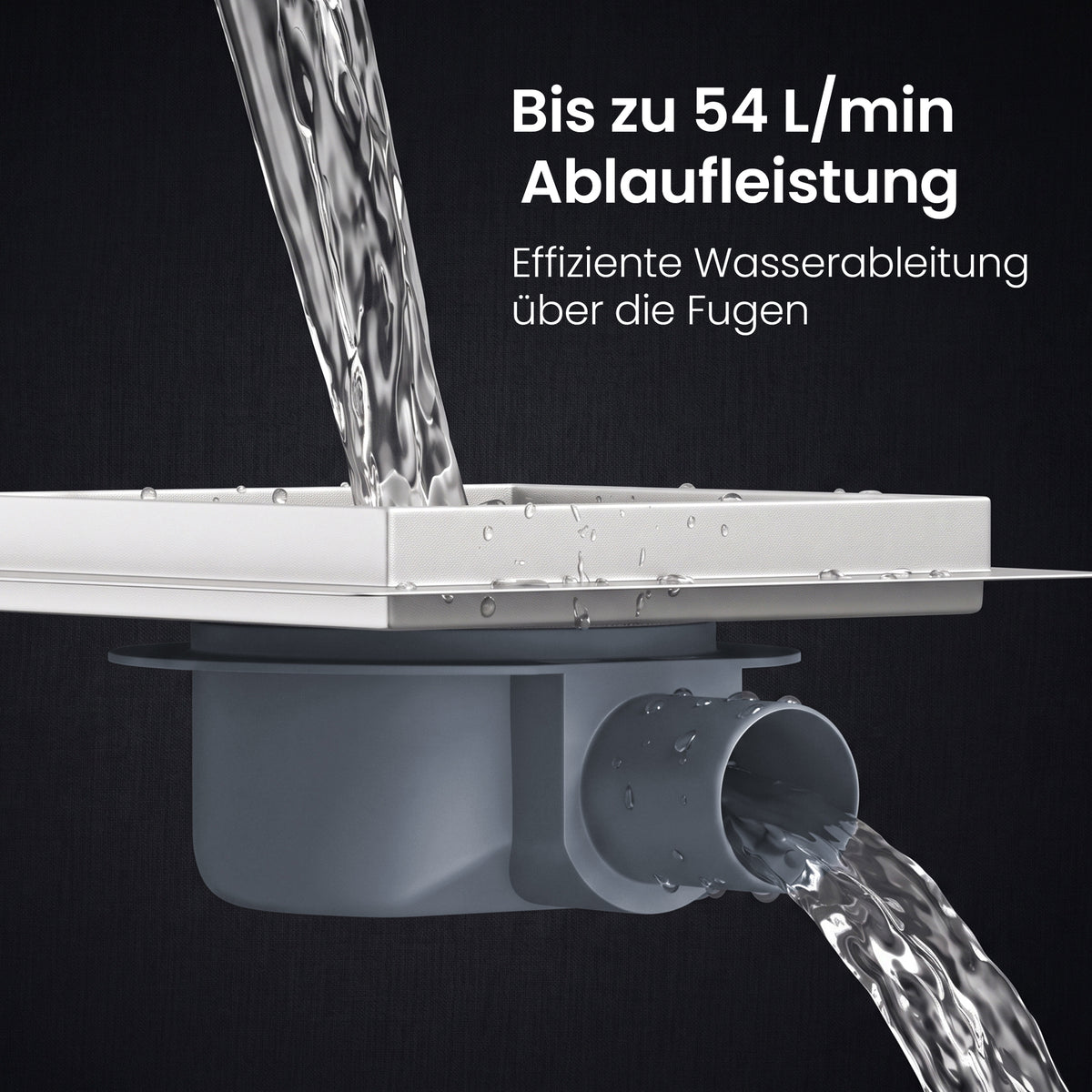 glasvilla Bodenablauf Duschablauf Edelstahl, Duschrinne quadratisch 15x15cm Duschabfluss befliesbar mit Geruchsverschluss, Haarsieb, 360°-Drehadapter, Chrom gebürstet, für Bad Dusche Balkon, KYE113-150