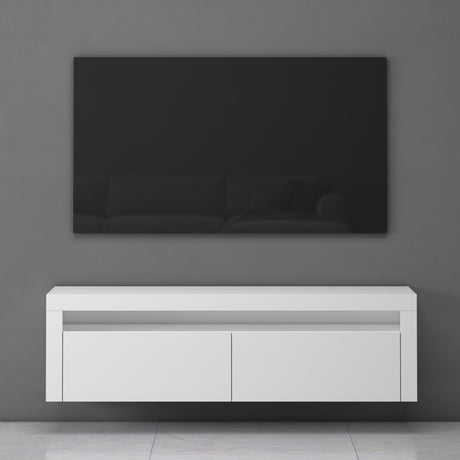 Meuble TV glasvilla Meuble TV bas meuble mural 2 portes avec fermeture amortie Table TV pour salon LTH: 160x40x46 cm Fernsehschrank01