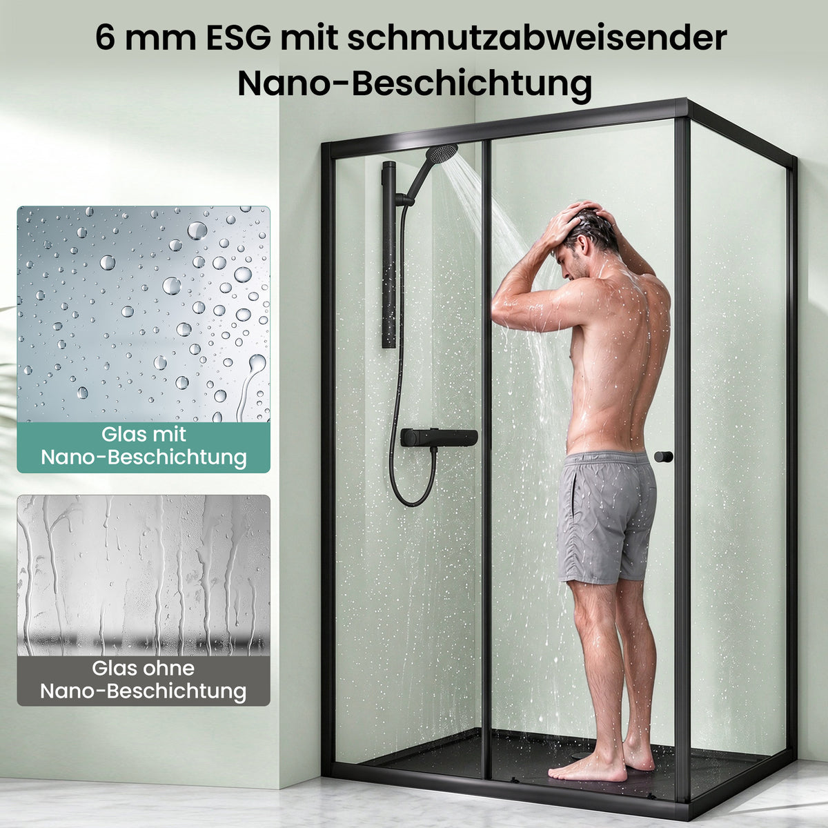 Cabine de douche Glasvilla, paroi de douche d'angle en verre de sécurité avec porte coulissante NANO, 190 cm Ravenna16L-K