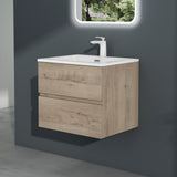 Ensemble de meubles de salle de bain Glasvilla, meuble sous-vasque avec meuble bas, vasque en fonte minérale, meuble sous-vasque 2 tiroirs à fermeture amortie Aqualis