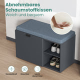 glasvilla Schuhbank mit Sitzfläche, Schuhregal mit Schiebetüren und offenen Fächern, gepolsterter Sitz, verstellbare Ablagen  80x37x50cm Zitta-01