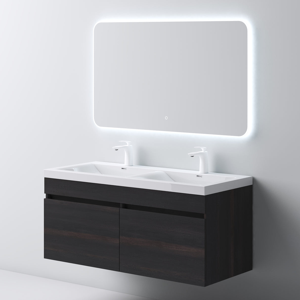 Ensemble de meubles de salle de bain Glasvilla Meubles de salle de bain avec lavabo en fonte minérale Meuble sous-vasque Botanica 