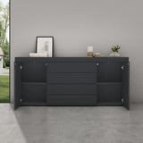 Buffet de rangement Glasvilla LTH : 167x36x70 cm avec 2 armoires et 4 tiroirs commode armoire polyvalente meuble cabinet03