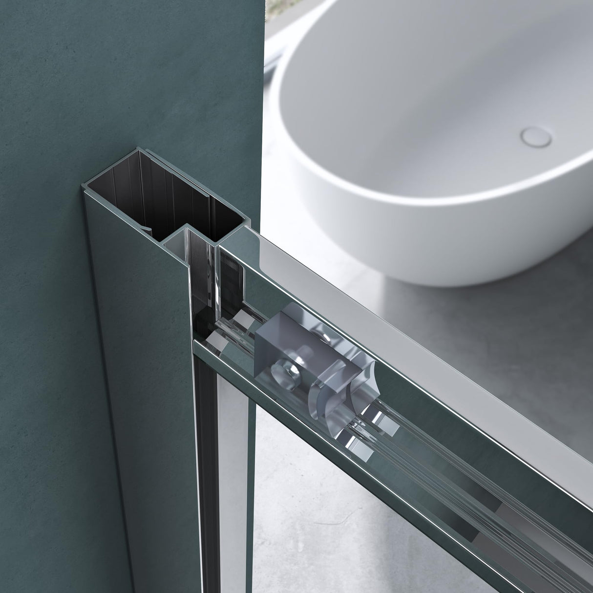Cabine de douche Glasvilla en quart de cercle avec 2 portes coulissantes en verre de sécurité ESG nano-revêtement Ravenna32K