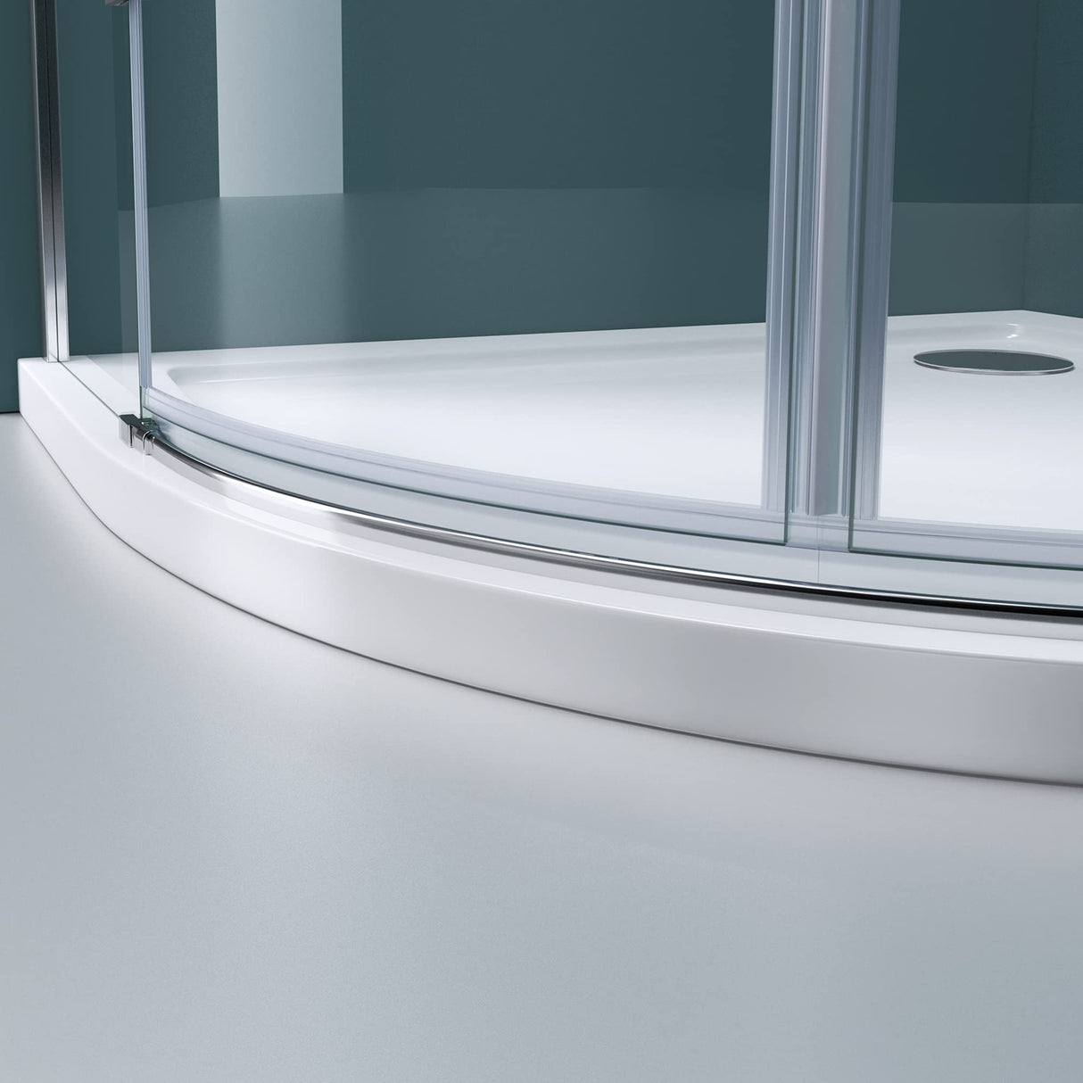 glasvilla Viertelkreis Duschkabine Milchglas Runddusche Duschabtrennung 2 Pendeltüren 6mm ESG-Sicherheitsglas Nano-Beschichtung R02K+VS
