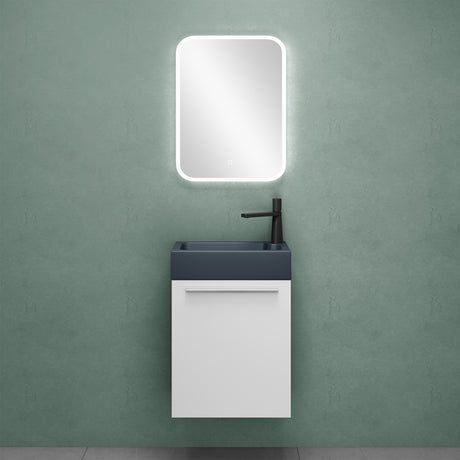 Ensemble de meubles de salle de bain Glasvilla, meuble de salle de bain avec meuble sous-vasque, lavabo anthracite mat et miroir de salle de bain LED, L x P x H 46 x 26 x 63 cm, Pise