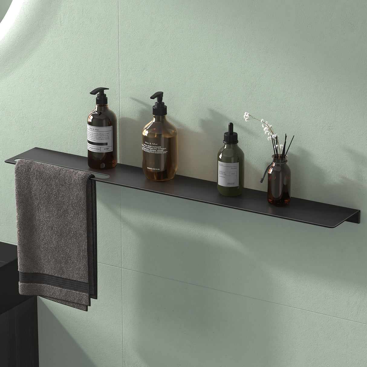 glasvolla Duschablage zum Bohren oder Kleben Duschregal Badablage aus Aluminium Badezimmerablage zur Wandmontage Badezimmer Organizer Reglo-06