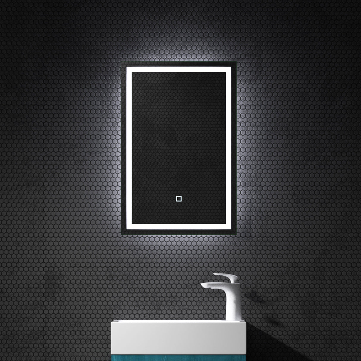 Miroir mural de salle de bain Glasvilla, miroir de salle de bain LED avec interrupteur tactile, revêtement antibuée [Classe énergétique F] 02
