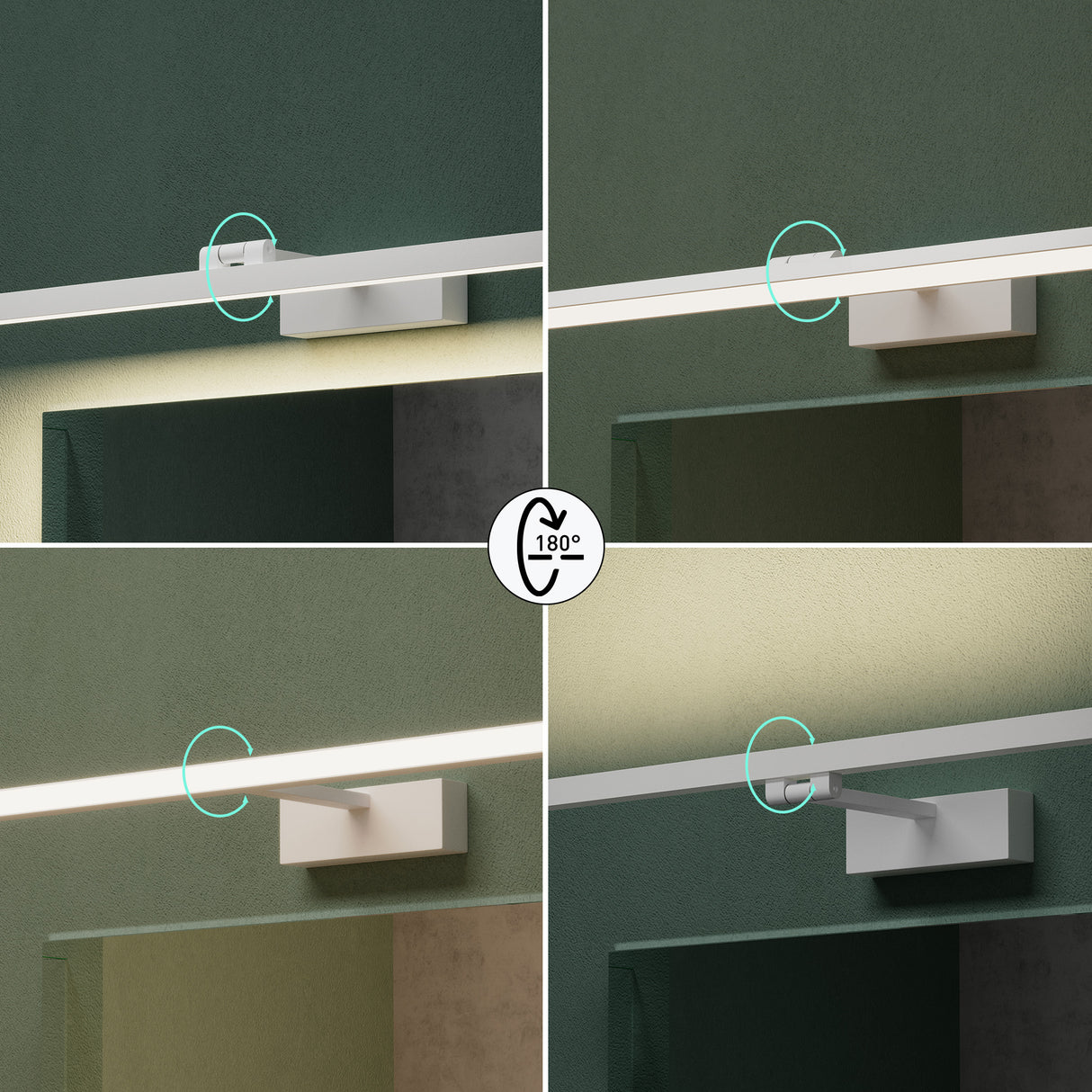 Lampe de salle de bain LED pour miroir Glasvilla | Lampe miroir, lampe de salle de bain 4000K | 9 W rotatif à 180° d'une beauté radieuse 