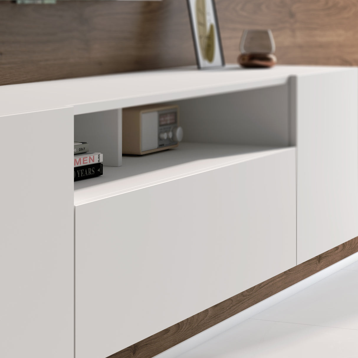Meuble TV Glasvilla Meuble TV 3 portes avec fermeture amortie Meuble bas mural Table TV pour salon Fernsehschrank03