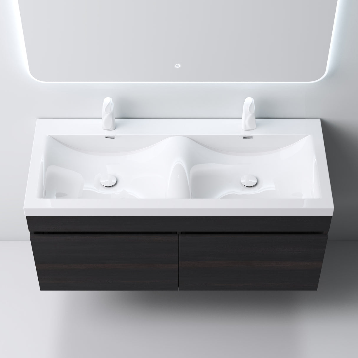 Ensemble de meubles de salle de bain Glasvilla Meubles de salle de bain avec lavabo en fonte minérale Meuble sous-vasque Botanica 