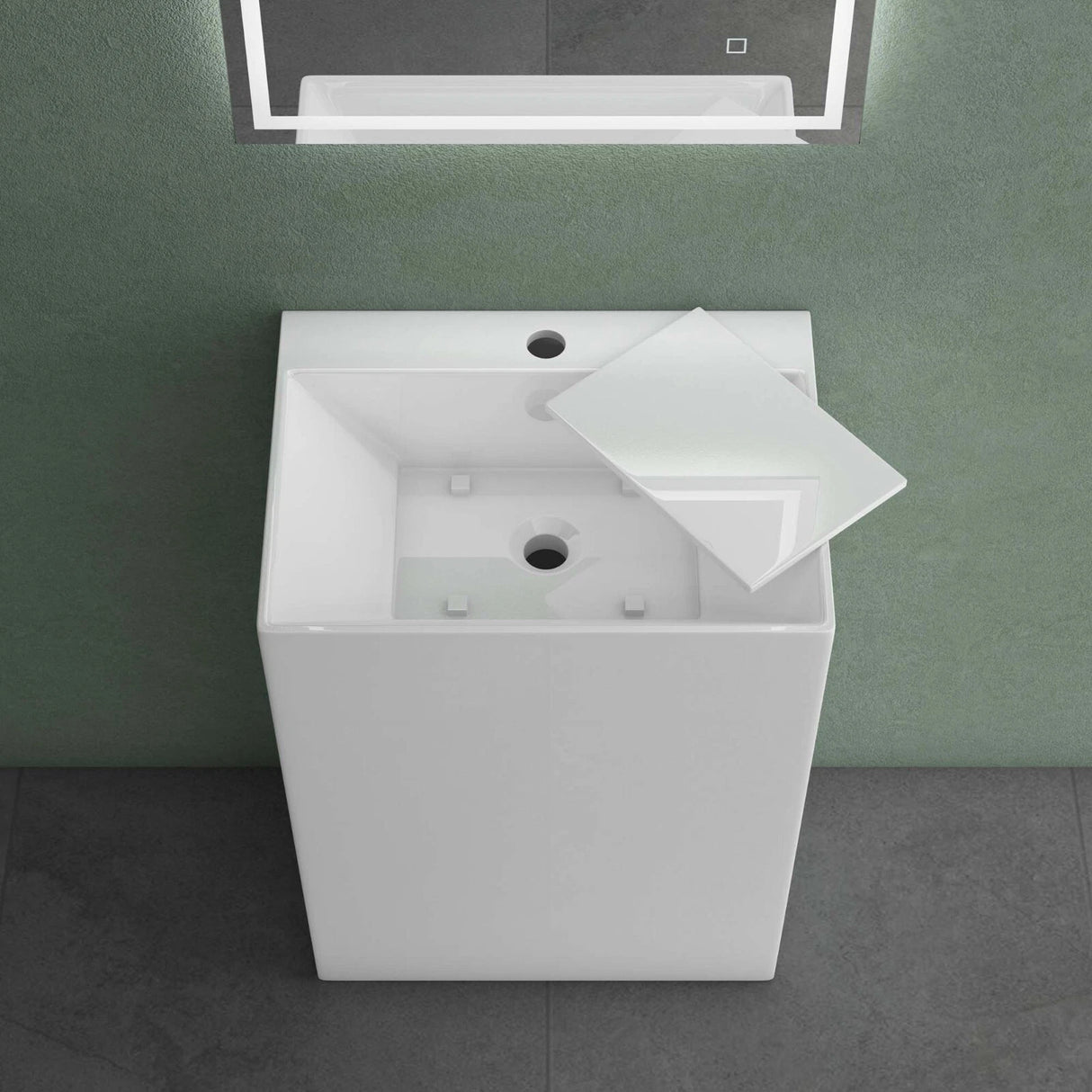 glasvilla Design Standwaschbecken freistehend Col40 weiß, aus Mineralguss, Waschtisch, BTH: 55x42x85cm