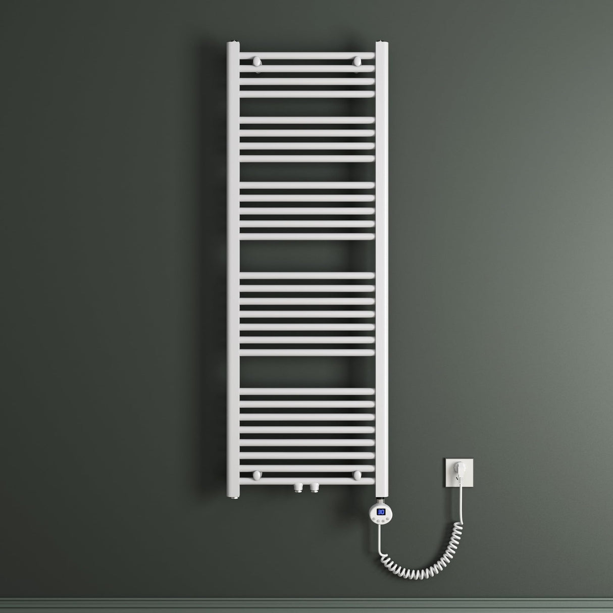 Radiateur de salle de bain Glasvilla Sèche-serviettes électrique pour électricité, raccordement latéral, radiateur tubulaire chauffage salle de bain RHE avec élément chauffant 02