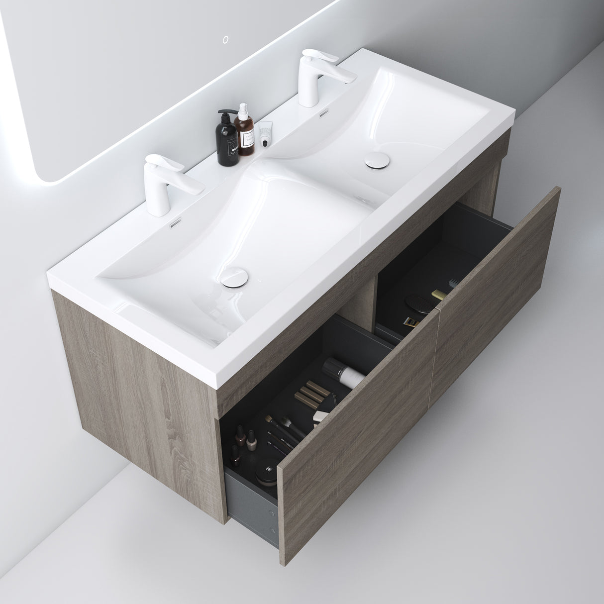 Ensemble de meubles de salle de bain Glasvilla Meubles de salle de bain avec lavabo en fonte minérale Meuble sous-vasque Botanica 