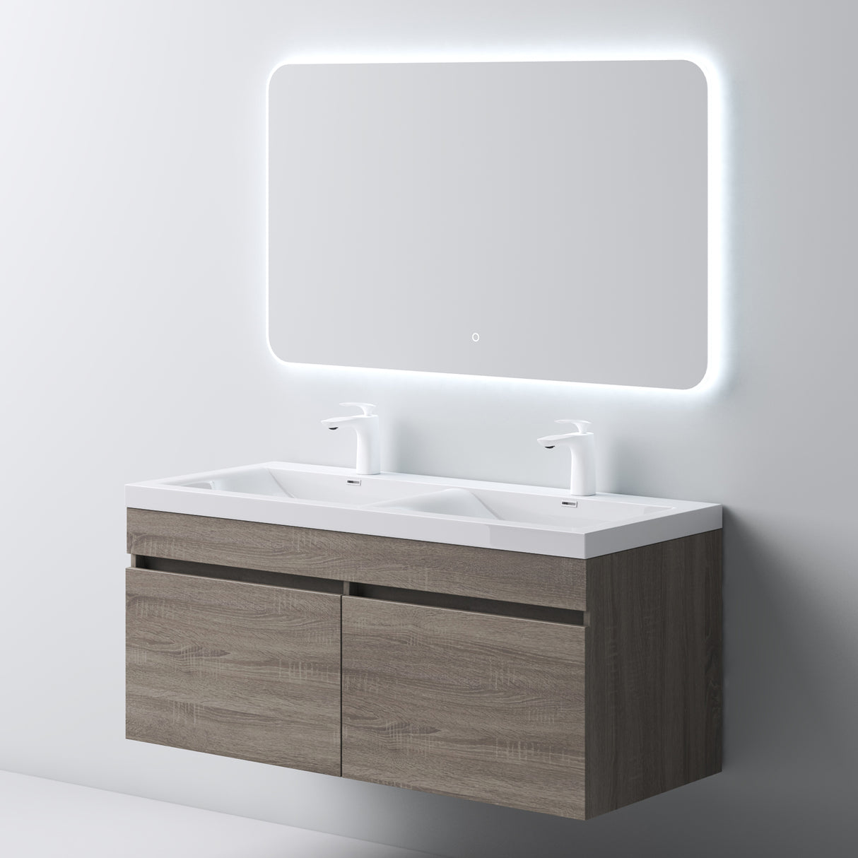 Ensemble de meubles de salle de bain Glasvilla Meubles de salle de bain avec lavabo en fonte minérale Meuble sous-vasque Botanica 
