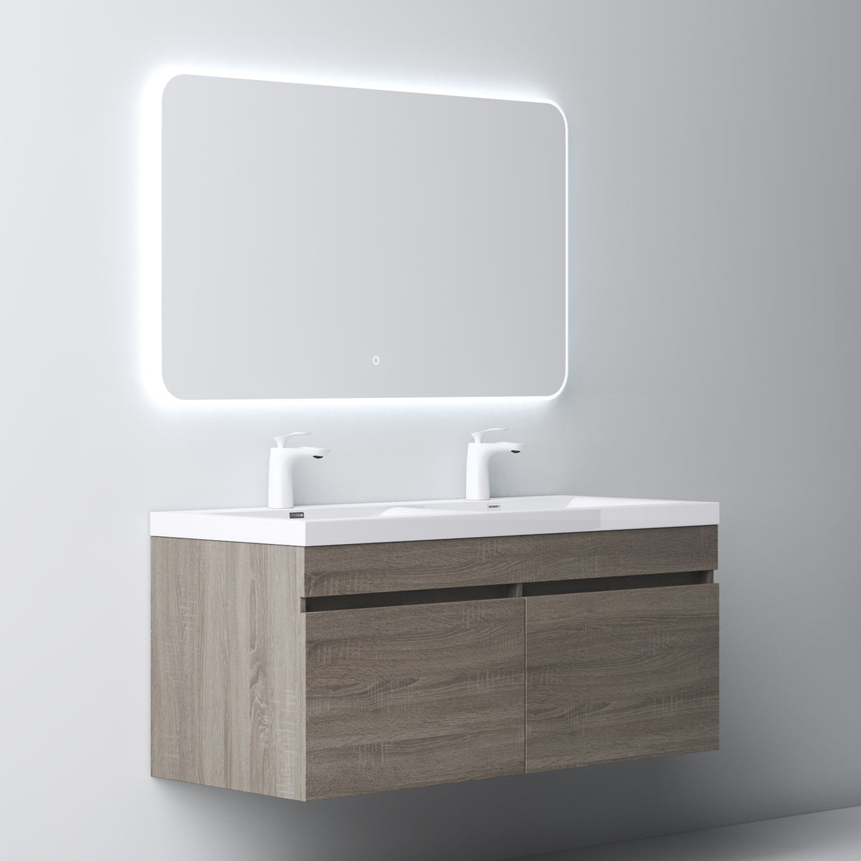 Ensemble de meubles de salle de bain Glasvilla Meubles de salle de bain avec lavabo en fonte minérale Meuble sous-vasque Botanica 
