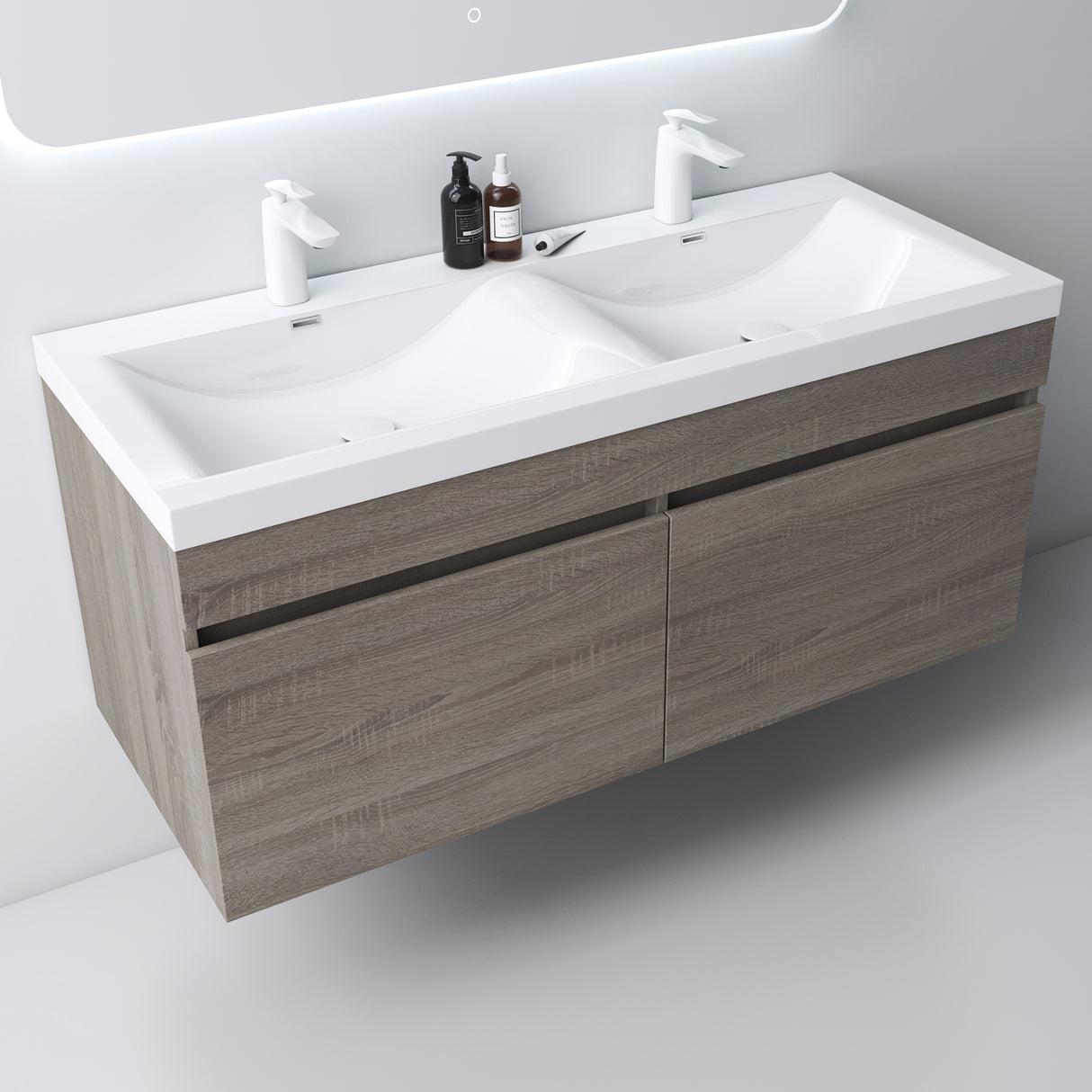 Ensemble de meubles de salle de bain Glasvilla Meubles de salle de bain avec lavabo en fonte minérale Meuble sous-vasque Botanica 
