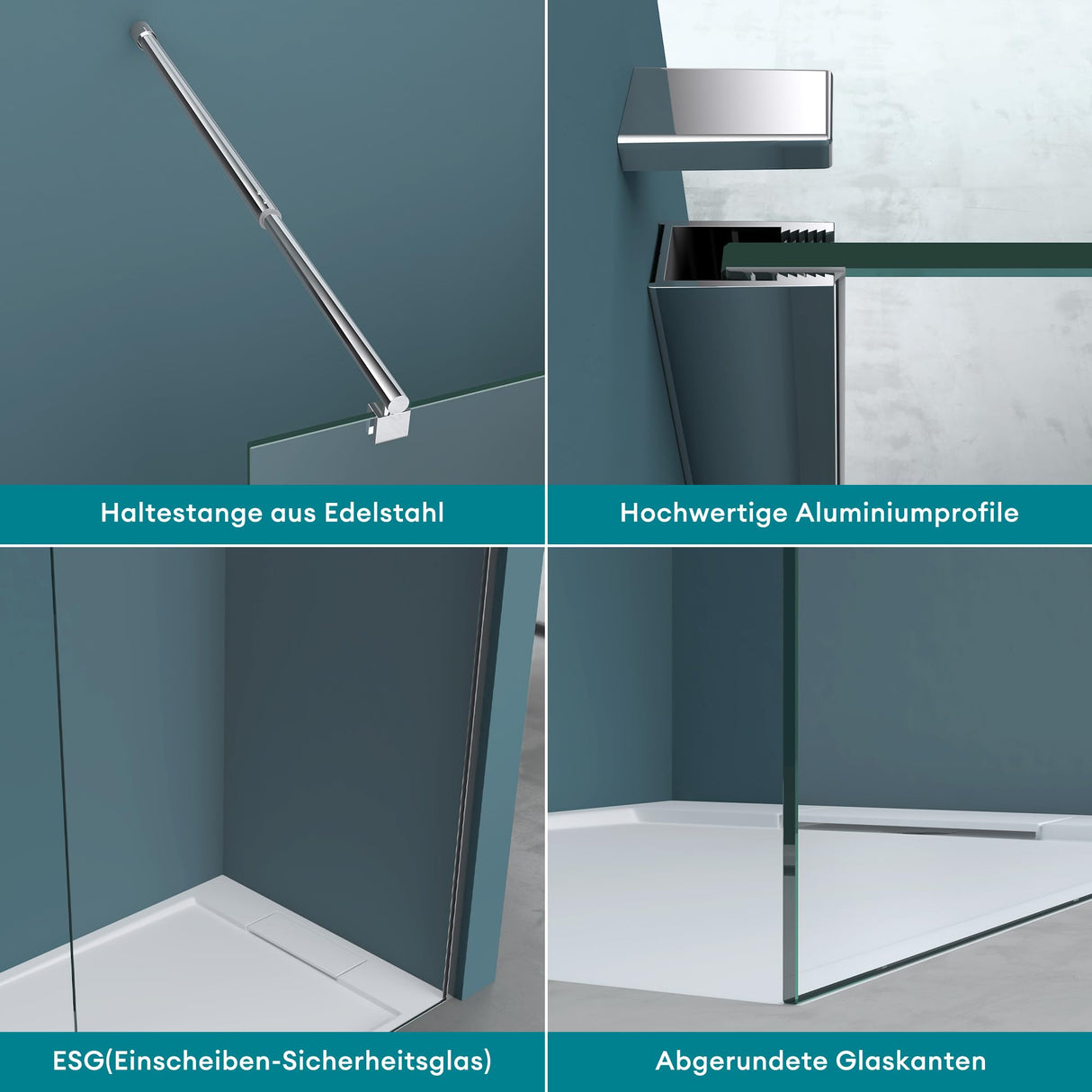 Paroi de douche Glasvilla pour douche, cloison de douche à l'italienne, verre de sécurité ESG 8 mm, verre NANO BRAM1 et BRAM3 Bremen1K