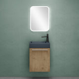 Ensemble de meubles de salle de bain Glasvilla, meuble de salle de bain avec meuble sous-vasque, lavabo anthracite mat et miroir de salle de bain LED, L x P x H 46 x 26 x 63 cm, Pise
