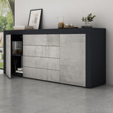 Buffet de rangement Glasvilla LTH : 167x36x70 cm avec 2 armoires et 4 tiroirs commode armoire polyvalente meuble cabinet03