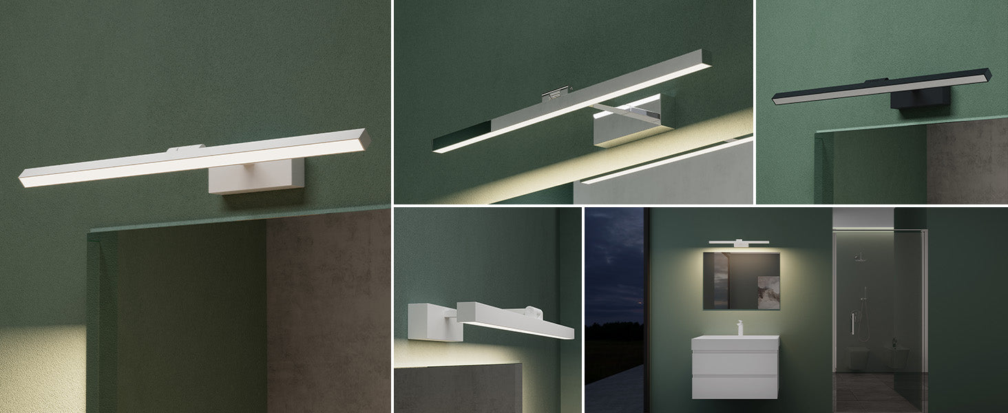glasvilla Spiegelleuchte  LED Badlampe | Spiegellampe, 4000K Badezimmer Lampe | 180° Drehbar  9W Strahlenschön